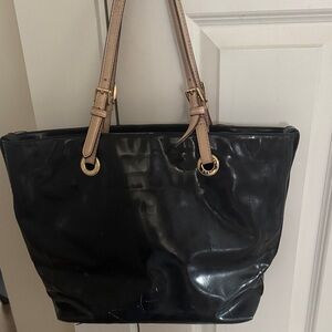 Michael Kors Black Tote with Tan Straps